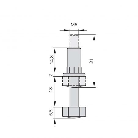 Lot de 20 Vérins de réglage pour pied de meuble, M6, réglage 18 mm, Blanc Lot de 20 Vérins de réglage pour pied de meuble, M6, réglage 18 mm, Blanc