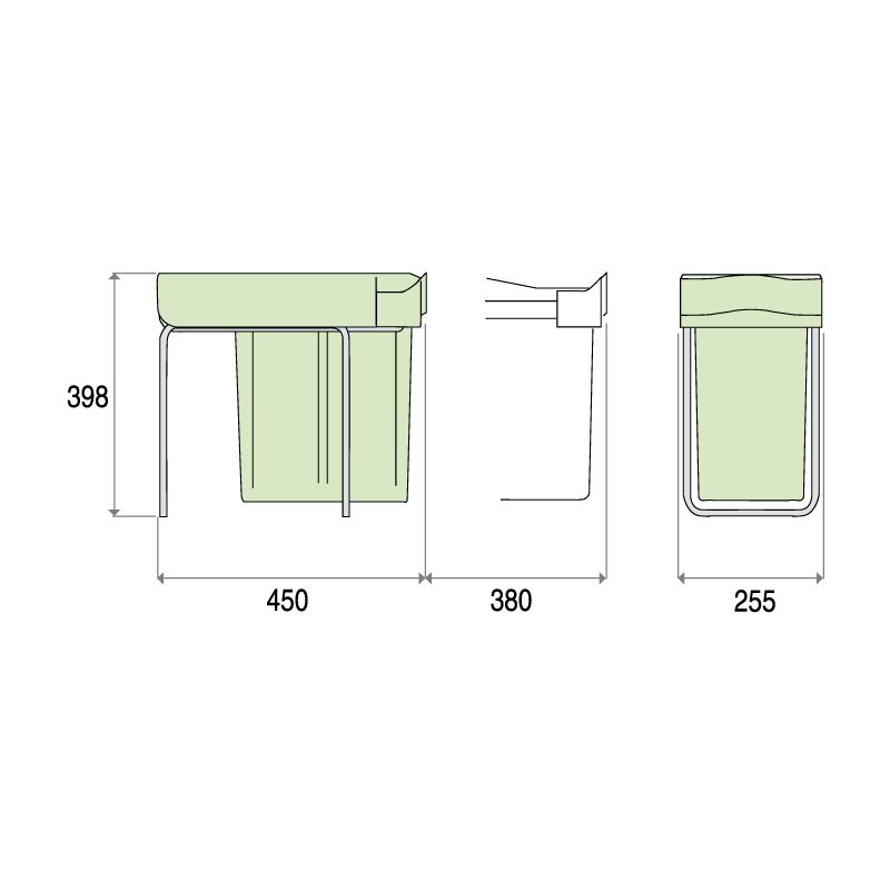 Poubelle coulissante 21L 1 bac