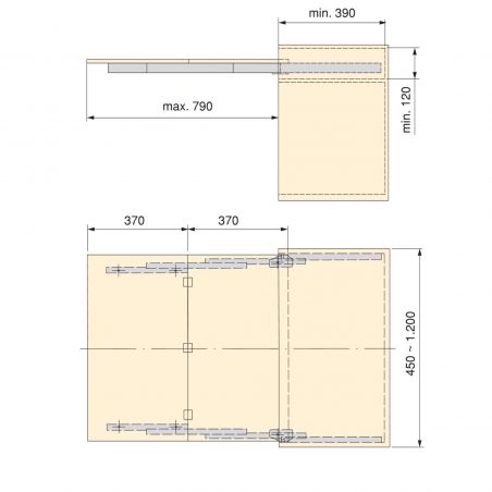 Coulisses pour table à rallonge Lunch+39, Inox brossé Coulisses pour table à rallonge Lunch+39, Inox brossé