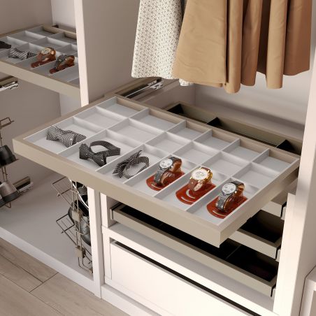 Kit organisateur de tiroir, plateau auxiliaire avec cadre coulissant soft close pour armoire pour meuble de 900mm, Gris Kit organisateur de tiroir, plateau auxiliaire avec cadre coulissant soft close pour armoire pour meuble de 900mm, Gris