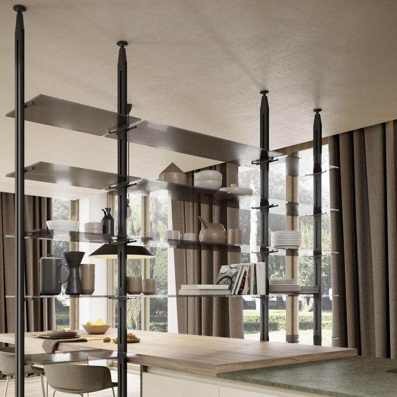 Jeu de 5 supports pour étagères en verre, étagères en verre non incluses, Noir