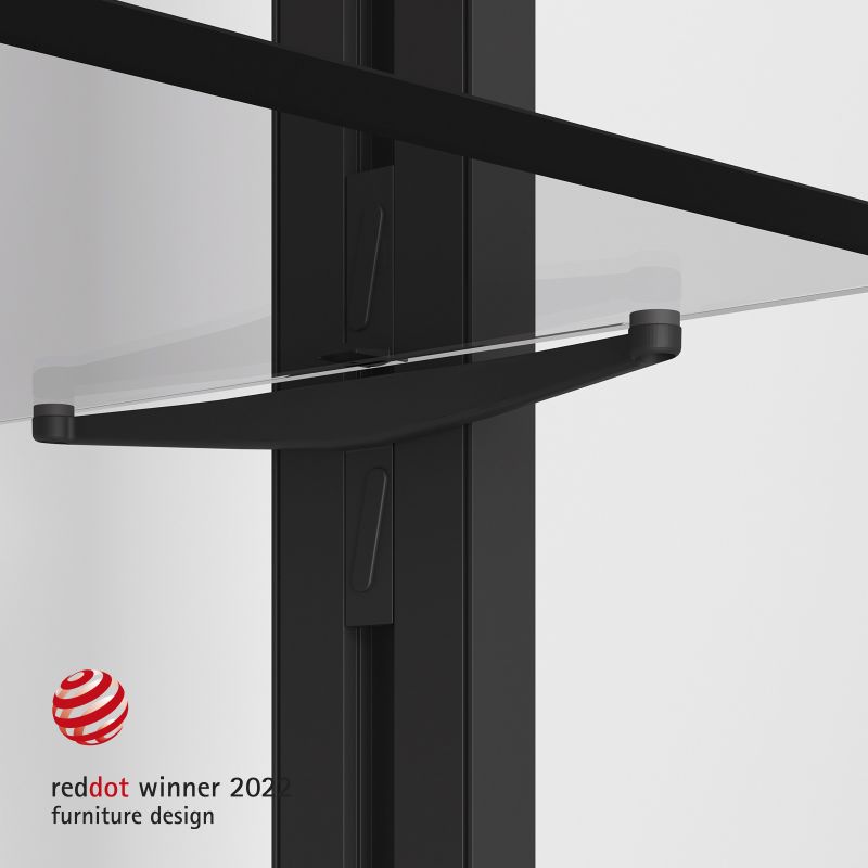 Jeu de 5 supports pour étagères en verre, étagères en verre non incluses, Noir