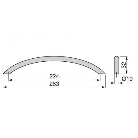Lot de 20 Poignées Porto, L 263 mm, entraxe 224 mm, Nickel satiné Lot de 20 Poignées Porto, L 263 mm, entraxe 224 mm, Nickel satiné