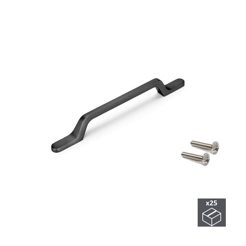 Lot de 25 Poignées Osaka, L 225 mm, entraxe 160 mm, Gris foncé