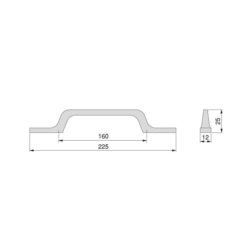 Lot de 25 Poignées Osaka, L 225 mm, entraxe 160 mm, Gris foncé