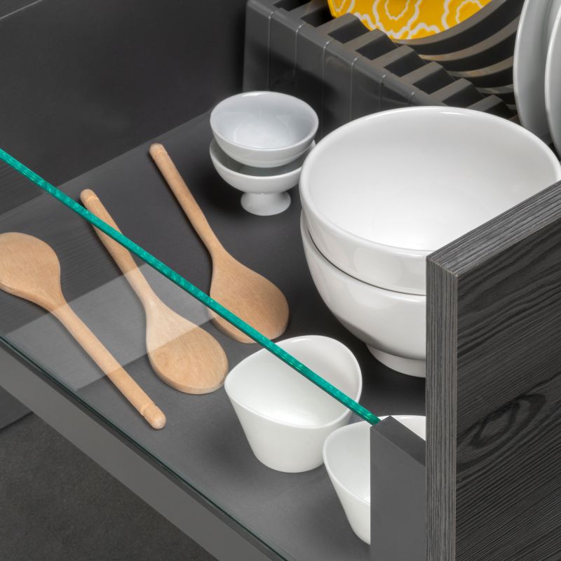 Tiroir Vertex 40 kg hauteur 178 mm avec côtés en verre, profondeur 500 mm, Gris anthracite