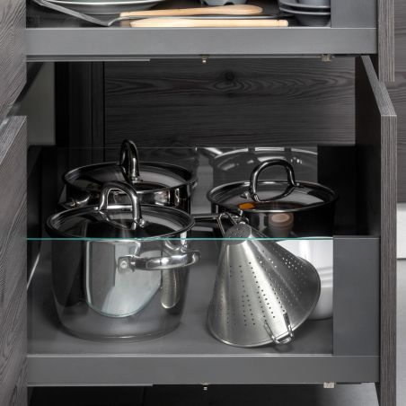 Tiroir Vertex 40 kg hauteur 178 mm avec côtés en verre, profondeur 500 mm, Gris anthracite Tiroir Vertex 40 kg hauteur 178 mm avec côtés en verre, profondeur 500 mm, Gris anthracite