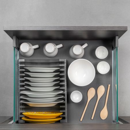 Tiroir Vertex 40 kg hauteur 178 mm avec côtés en verre, profondeur 500 mm, Gris anthracite Tiroir Vertex 40 kg hauteur 178 mm avec côtés en verre, profondeur 500 mm, Gris anthracite