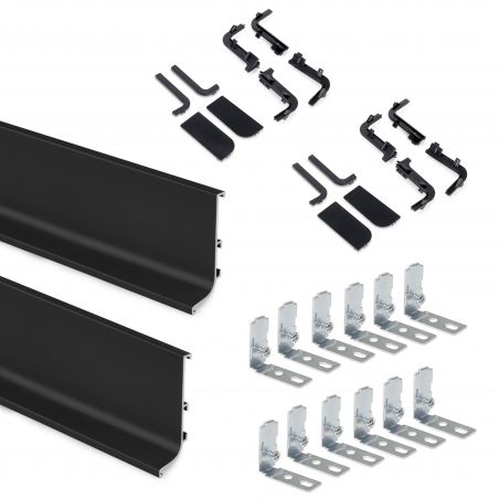 Kit de 2 profils supérieurs Gola pour meubles de cuisine, longueur 2,35mm avec accessoires, Noir Kit de 2 profils supérieurs Gola pour meubles de cuisine, longueur 2,35mm avec accessoires, Noir