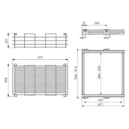 Kit panier en fil avec cadre coulissant pour caisson de 600 mm, Moka Kit panier en fil avec cadre coulissant pour caisson de 600 mm, Moka