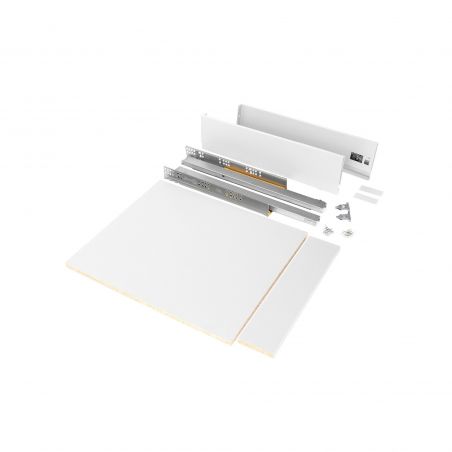 Tiroir Vertex 40 kg hauteur 93 mm, profondeur 500 mm avec panneaux inclus pour caisson de 450 mm, Blanc Tiroir Vertex 40 kg hauteur 93 mm, profondeur 500 mm avec panneaux inclus pour caisson de 450 mm, Blanc