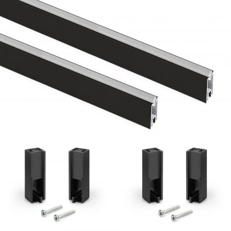 Kit tube de penderie Luxe, 0,75 m, Noir