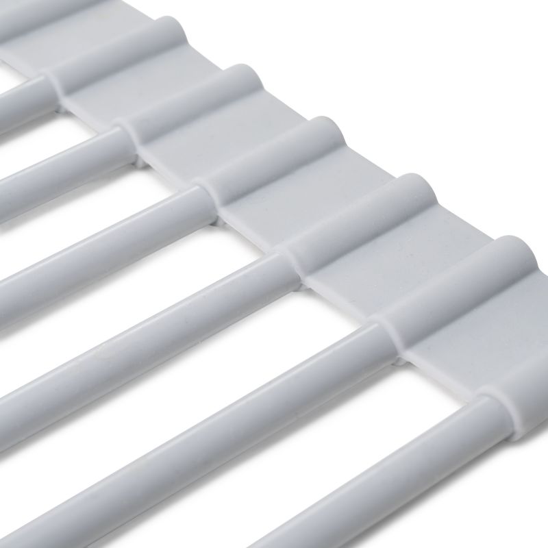 Égouttoir à vaisselle flexible en silicone et acier, Gris