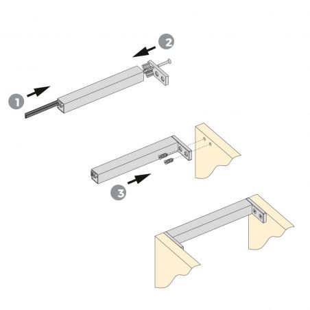 Lot de 4 traverses de meubles de cuisine Albeam avec accessoires à visser, Anodisé mat Lot de 4 traverses de meubles de cuisine Albeam avec accessoires à visser, Anodisé mat