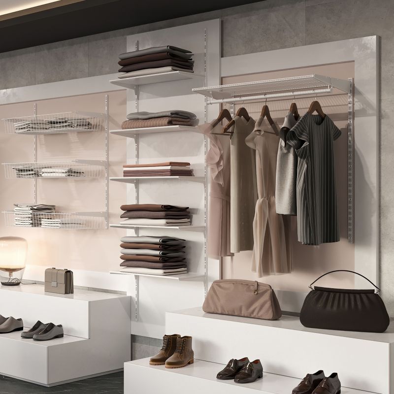 Kit de 2 Profilés de fixation murale avec 3 jeux de supports d'étagères Jagmet, longueur 280 mm, Blanc