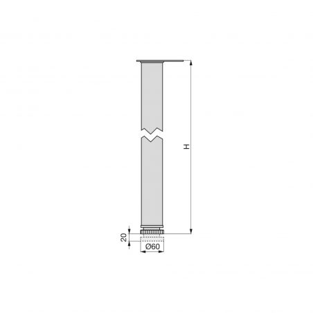 Lot de 4 pieds pour table, hauteur 710 - 730 mm, Ø 60 mm, Chromé Lot de 4 pieds pour table, hauteur 710 - 730 mm, Ø 60 mm, Chromé
