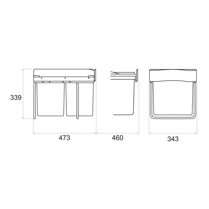 Poubelle coulissante 32L 2 bacs