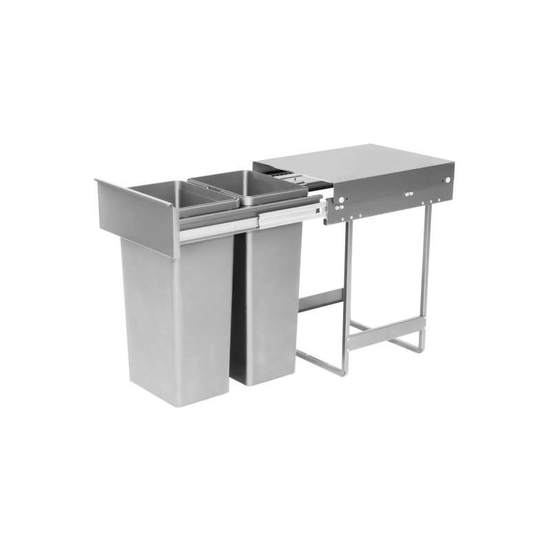 Poubelle coulissante 56L 2 bacs