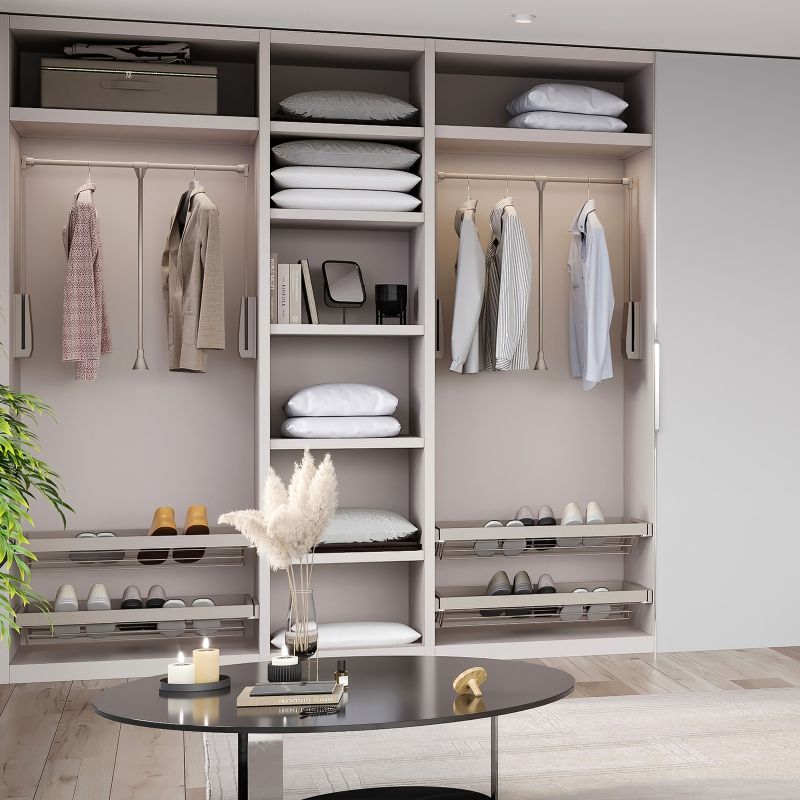 Penderie rabattable Hang pour armoire de largeur 600 à 830 mm, Gris