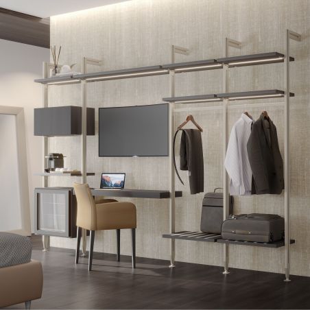 Kit cadre modulaire Zéro avec quincaillerie et 2 profils pour montage au sol et au mur avec niveleur circulaire, Gris Kit cadre modulaire Zéro avec quincaillerie et 2 profils pour montage au sol et au mur avec niveleur circulaire, Gris