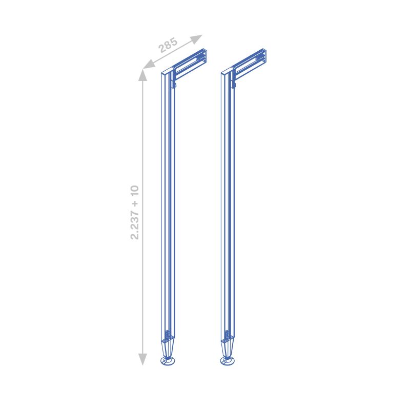 Kit cadre modulaire Zéro avec quincaillerie et 2 profils pour montage au sol et au mur avec niveleur circulaire, Gris