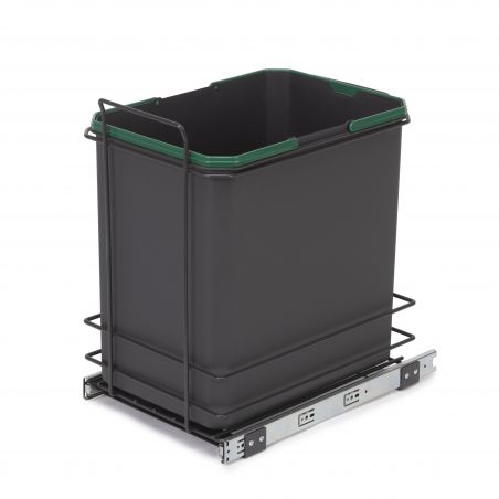 Poubelle de tri Recycle 35 L, fixation au sol et extraction manuelle, Gris Anthracite