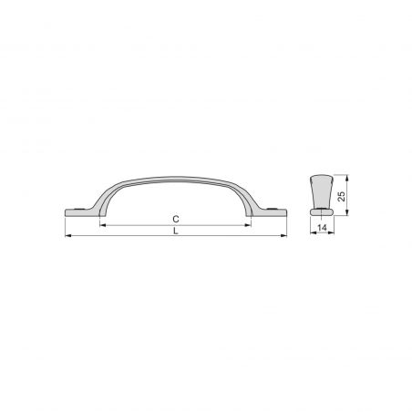 Poignée Nairobi, L 139 mm, entraxe 96 mm, Bronze Poignée Nairobi, L 139 mm, entraxe 96 mm, Bronze
