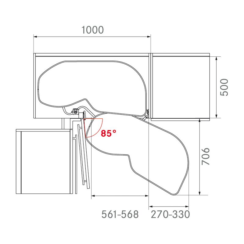 Ferrure Lemans II Arena Classic Gris Sens Droit sans amortisseur pour porte de 600 mm