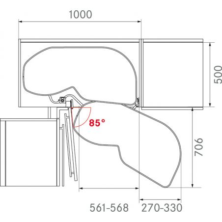 Ferrure Lemans II Arena Classic Gris Sens Droit sans amortisseur pour porte de 600 mm