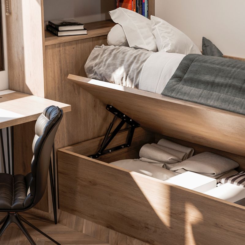 Mécanisme de levage pour lit simple pour ouverture latérale