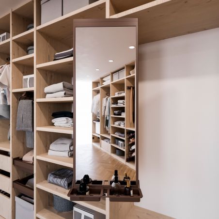 Miroir extractible avec rangements pour intérieur d'armoire, Moka Miroir extractible avec rangements pour intérieur d'armoire, Moka
