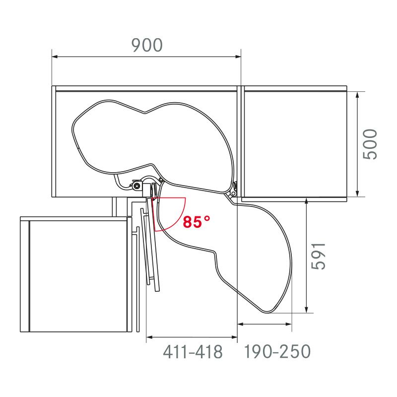 Ferrure Lemans II Arena Style Blanc Sens Gauche sans amortisseur pour porte de 450 mm