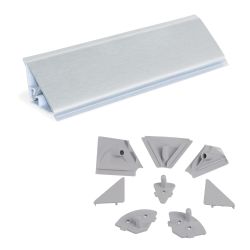Lot de 2 Profils d'étanchéité triangulaires Plasline avec accessoires, longueur 2,35m, Anodisé satiné