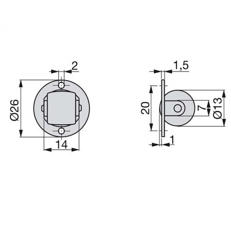Lot de 20 Roulettes pour meubles à galet, D. 13 mm Lot de 20 Roulettes pour meubles à galet, D. 13 mm