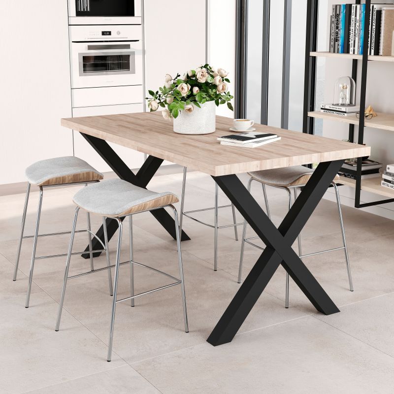 Lot de 2 pieds Cross pour table, hauteur 695 mm, Noir