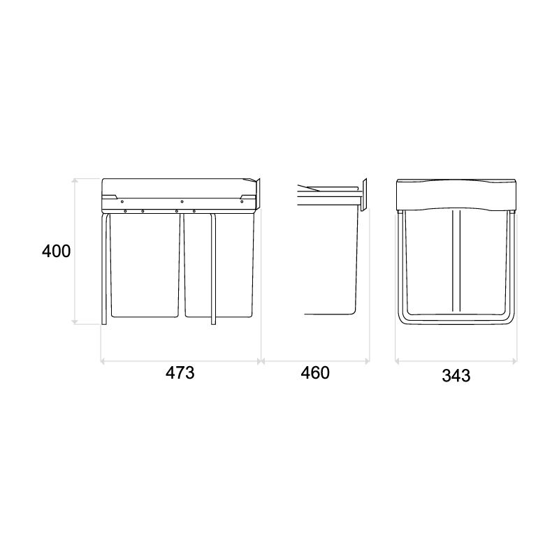 Poubelle coulissante 42L 2 bacs