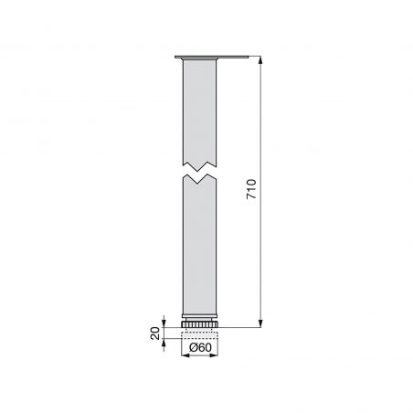 Lot de 4 pieds pour table, hauteur 710 - 730 mm, Ø 60 mm, Nickel satiné Lot de 4 pieds pour table, hauteur 710 - 730 mm, Ø 60 mm, Nickel satiné