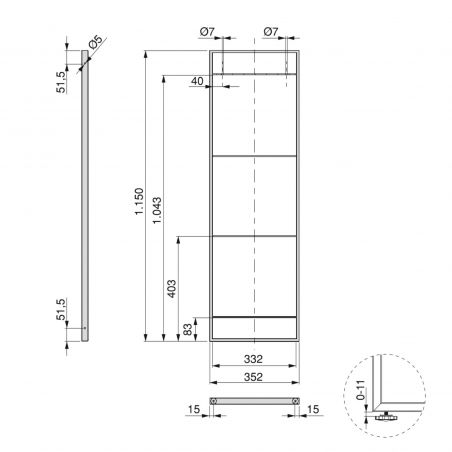 Jeu de 2 structures Lader pour étagère, hauteur 1150mm, Noir Jeu de 2 structures Lader pour étagère, hauteur 1150mm, Noir