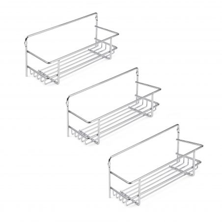 Set de 3 étagères à épices Supra pour meubles de cuisine, Chromé Set de 3 étagères à épices Supra pour meubles de cuisine, Chromé
