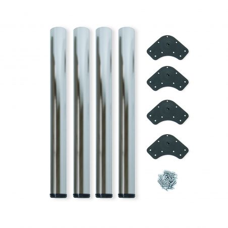 Lot de 4 pieds pour table, hauteur 830 - 850 mm, Ø 60 mm, Nickel satiné Lot de 4 pieds pour table, hauteur 830 - 850 mm, Ø 60 mm, Nickel satiné