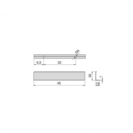 Lot de 25 Poignées Setubal, L 45 mm, entraxe 32 mm, Anodisé mat Lot de 25 Poignées Setubal, L 45 mm, entraxe 32 mm, Anodisé mat