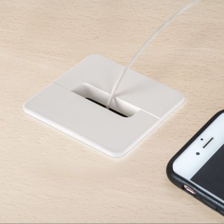 Lot de 6 passe-câble de table Plastwin, Ø 80 mm, Blanc Lot de 6 passe-câble de table Plastwin, Ø 80 mm, Blanc