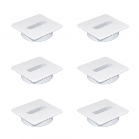 Lot de 6 passe-câble de table Plastwin, Ø 80 mm, Blanc Lot de 6 passe-câble de table Plastwin, Ø 80 mm, Blanc