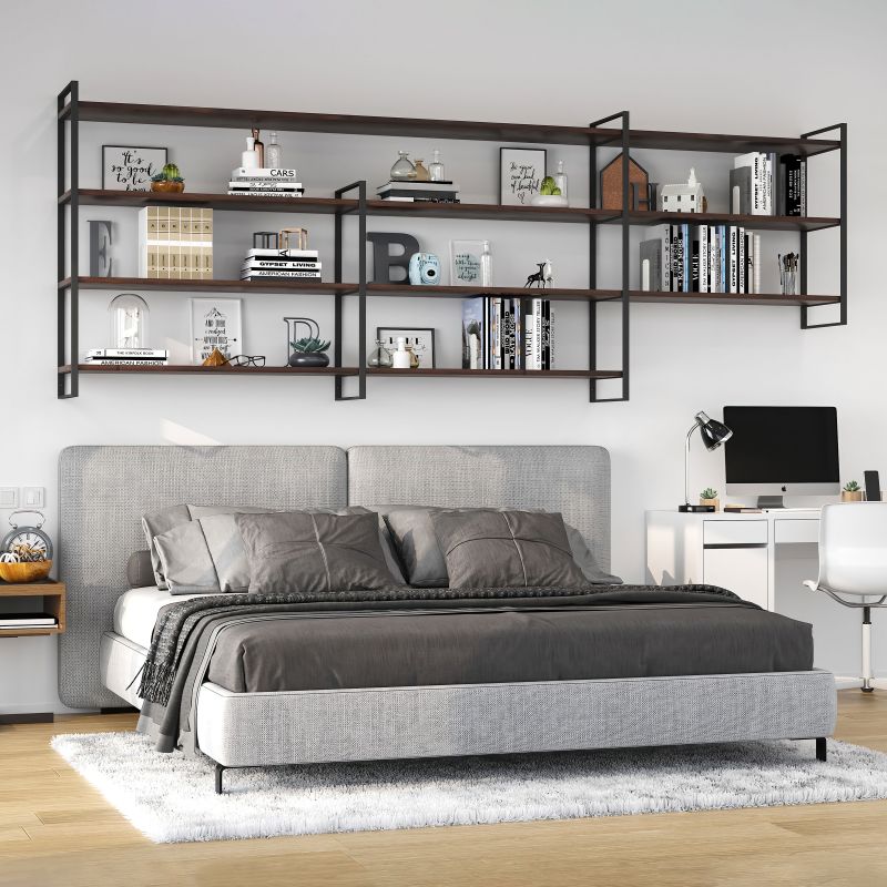 Jeu de 2 structures Lader avec étagères bois inclus, hauteur 1150mm, Noir