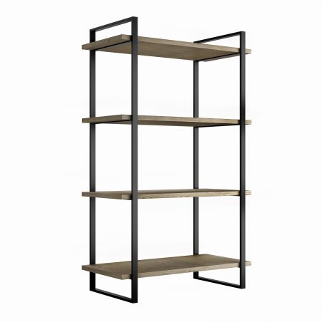 Jeu de 2 structures Lader avec étagères bois inclus, hauteur 1150mm, Noir Jeu de 2 structures Lader avec étagères bois inclus, hauteur 1150mm, Noir