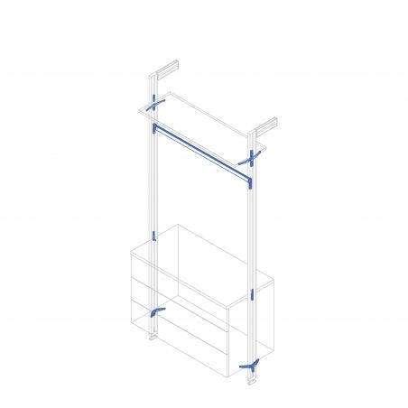 Kit de fixation Zéro pour 1 étagère bois, 1 module et 1 tringle de suspension de 1 m, Gris Kit de fixation Zéro pour 1 étagère bois, 1 module et 1 tringle de suspension de 1 m, Gris