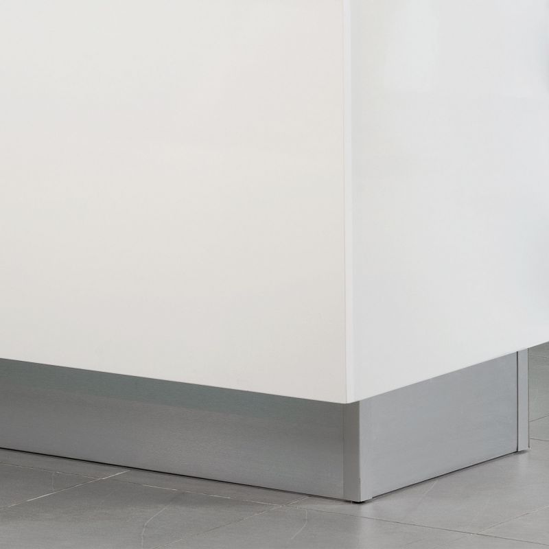 Lot de 2 plinthes de cuisine avec raccords, hauteur 100mm, longueur 2,35m, Anodisé satiné