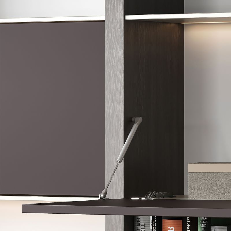 Piston Thin diamètre 12 avec fixations pour porte abattant, course 80mm, Nickelé