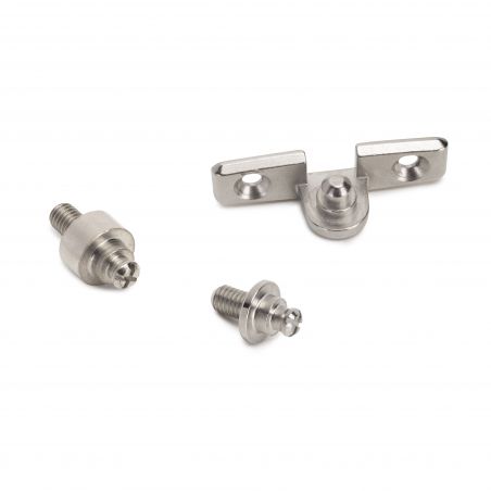 Piston Thin diamètre 12 avec fixations pour porte abattant, course 80mm, Nickelé Piston Thin diamètre 12 avec fixations pour porte abattant, course 80mm, Nickelé