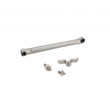 Piston Thin diamètre 12 avec fixations pour porte abattant, course 80mm, Nickelé Piston Thin diamètre 12 avec fixations pour porte abattant, course 80mm, Nickelé